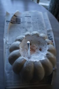 Sunflower pumpkin painted white