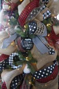 Buffalo check Christmas decor living room tree how to decorate a natural and casual tree