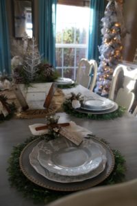How to start holiday planning now or the upcoming Christmas Season. My silver, gold and rustic dining room table and tree.