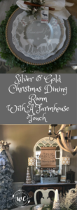 silver and gold dining room with a farmhouse touch paper scroll o holy night