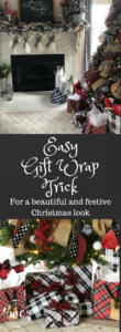 christmas gift wrap trick, easy and cute! Buffalo check decor and wrapping paper