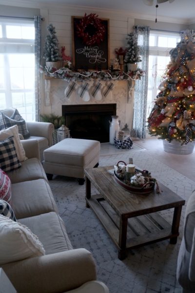 christmas home tour buffalo check inspired living room with touches of farmhouse decor