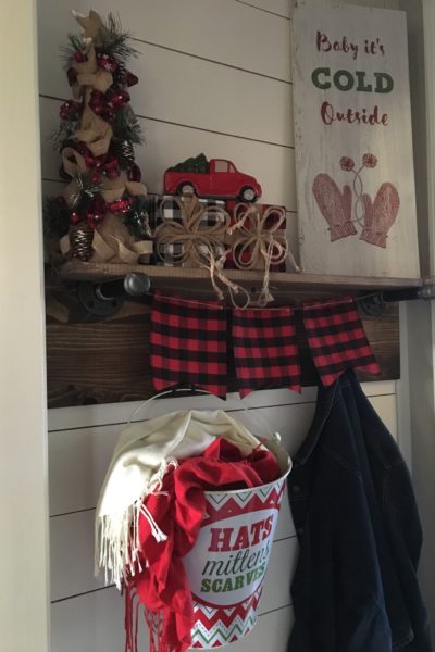 Merry little mudroom for Christmas