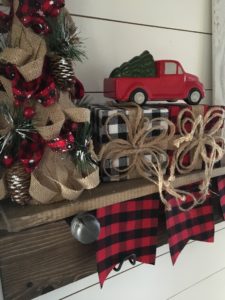 merry little mudroom for christmas, buffalo check and vintage truck