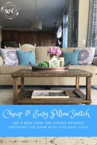 cheap and easy way to switch pillows for spring
