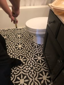 stencil tutorial how to paint and seal ceramic tile floors
