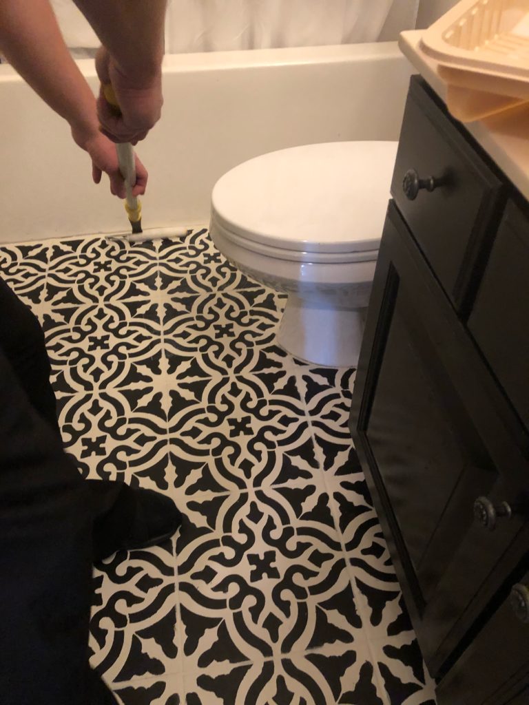 How to stencil your tile floors for a beautiful and cheap DIY! A step