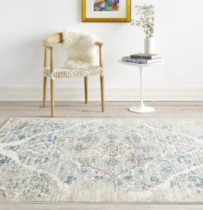 Distressed blue and tan rug from Amazon
