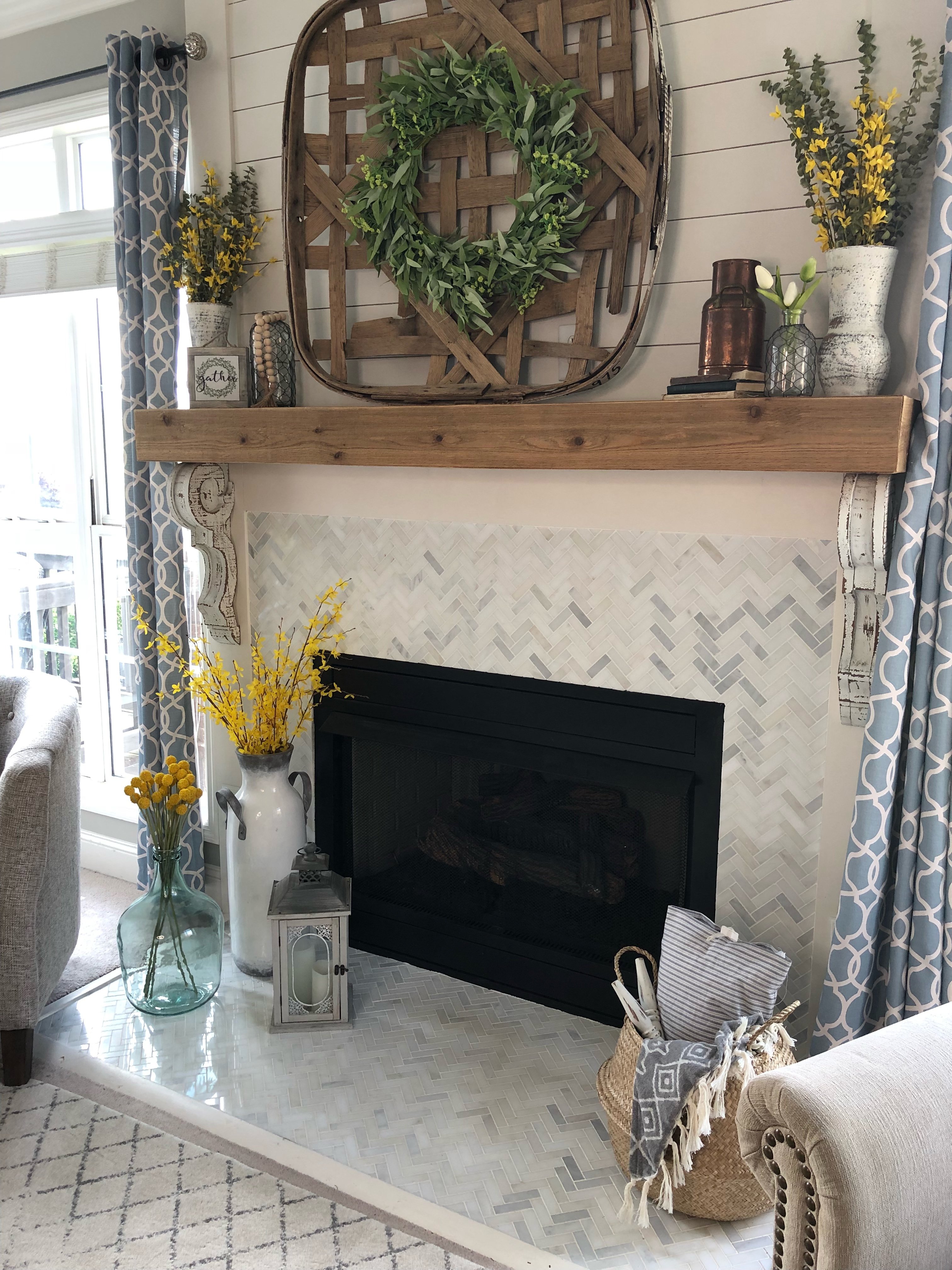 2 small home decor changes you can make for a big impact, my fireplace, farmhouse, shiplap and herringbone tile