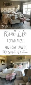 real life behind those pretty pinterest pictures! The secret is out. What my master bedroom usually looks like (top) versus "pinterest ready" (bottom)