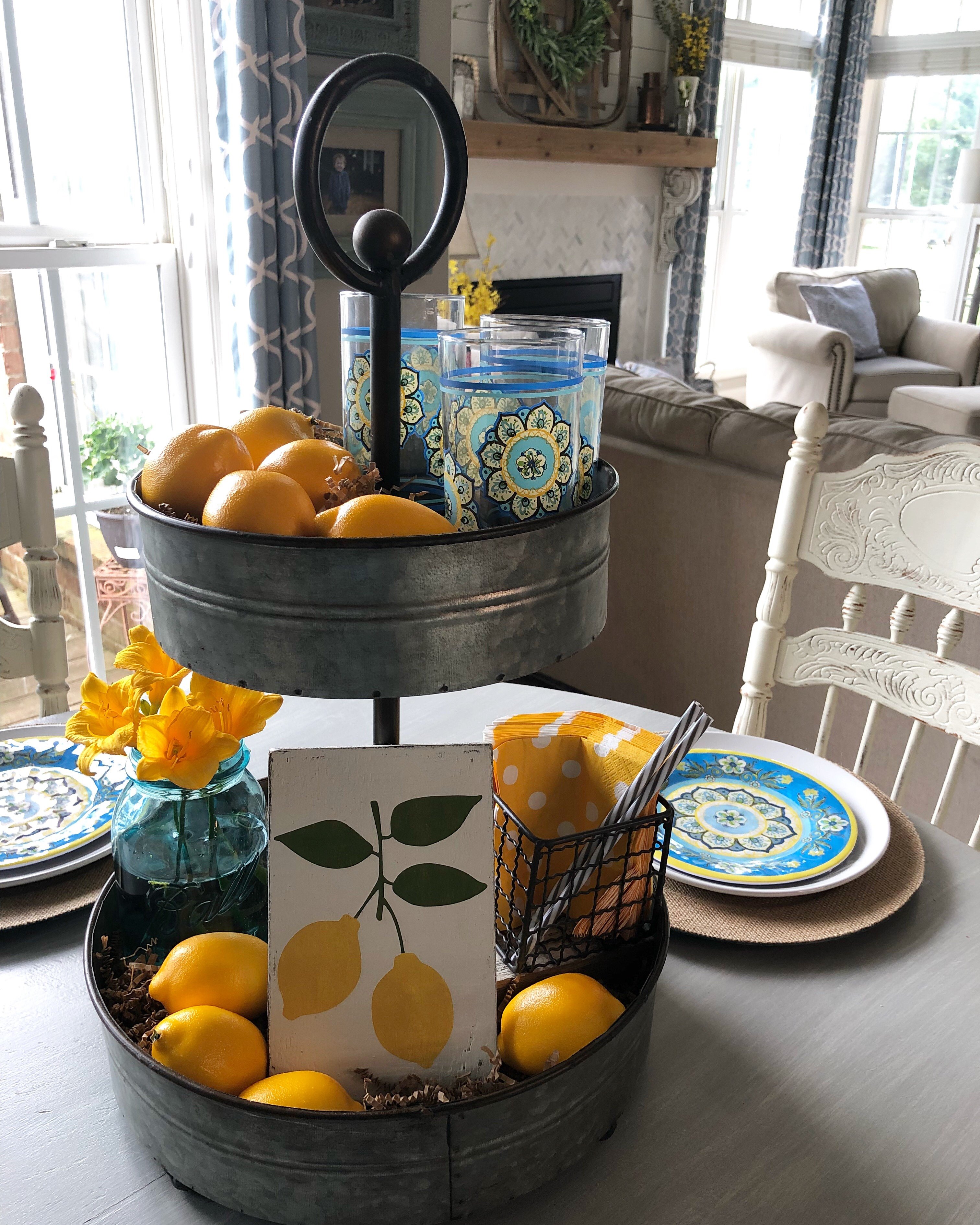 My lemon inspired Summer Tiered Tray! How to pick a theme and run with it!