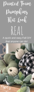 DIY painted foam pumpkins that look real! A quick and easy DIY this Fall that anyone can do. Will give you that instant farmhouse charm when paired with buffalo check pumpkins!