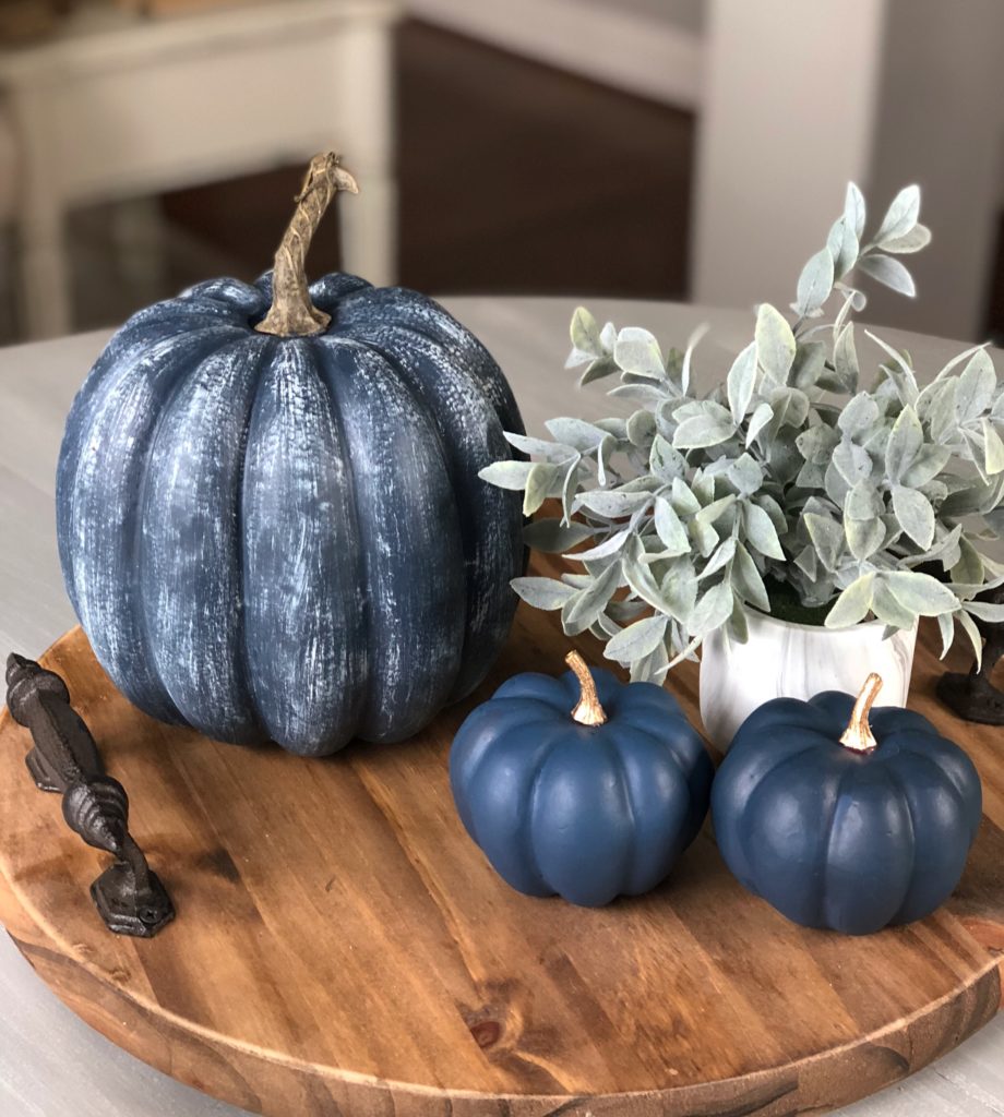 Knock off Target dollar spot Navy pumpkins using dollar tree pumpkins