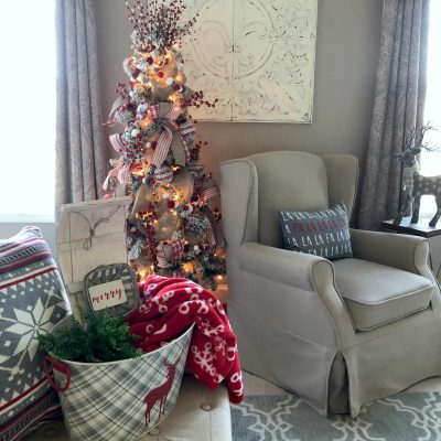 4 ideas on how to add Christmas decor to your master bedroom, tree, pillows, throw blanket and more!