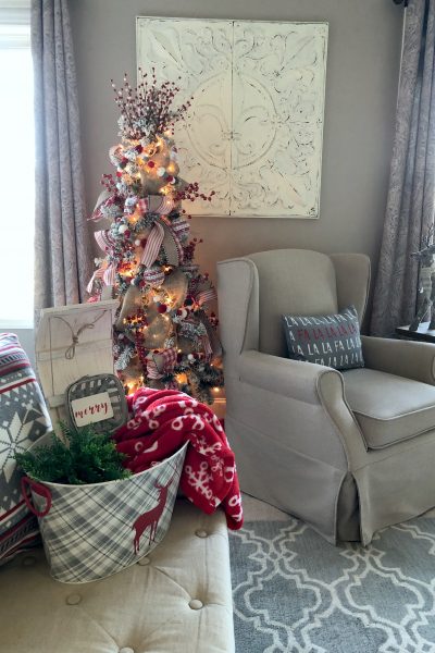 4 ideas on how to add Christmas decor to your master bedroom, tree, pillows, throw blanket and more!