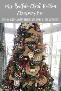 My Buffalo Check Ribbon Christmas tree, how adding accent ribbons to your tree the easy way can make such a difference!