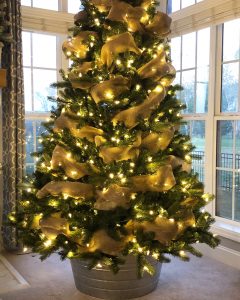Buffalo check Christmsas tree with base ribbon