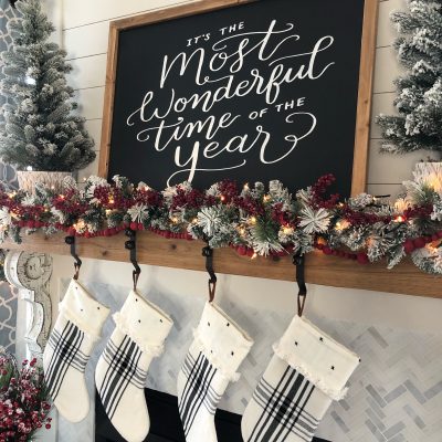 My Christmas fireplace decorations to tie in with the theme of my tree!