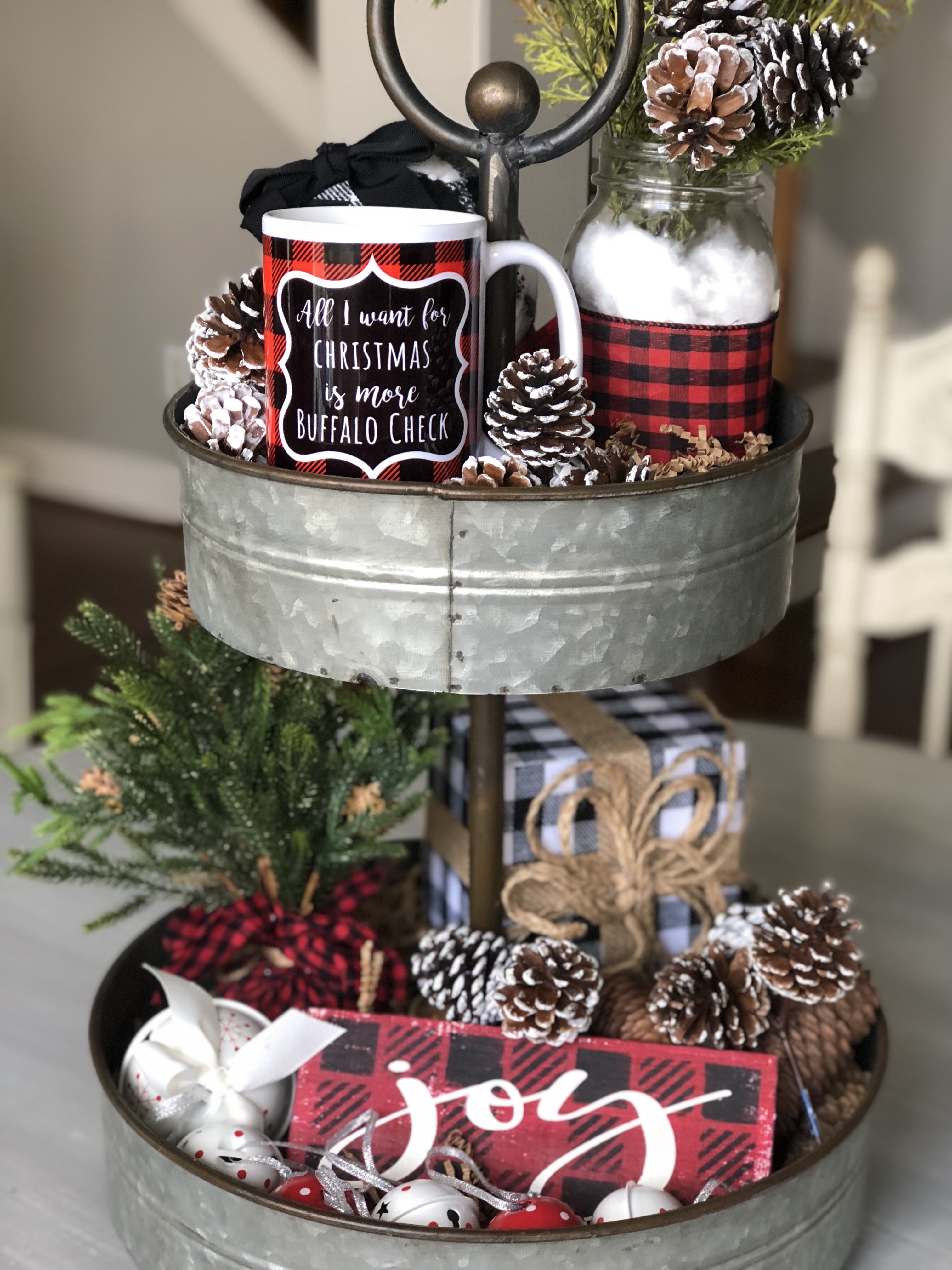 3 Christmas tray ideas for your home- my buffalo check tiered tray ...