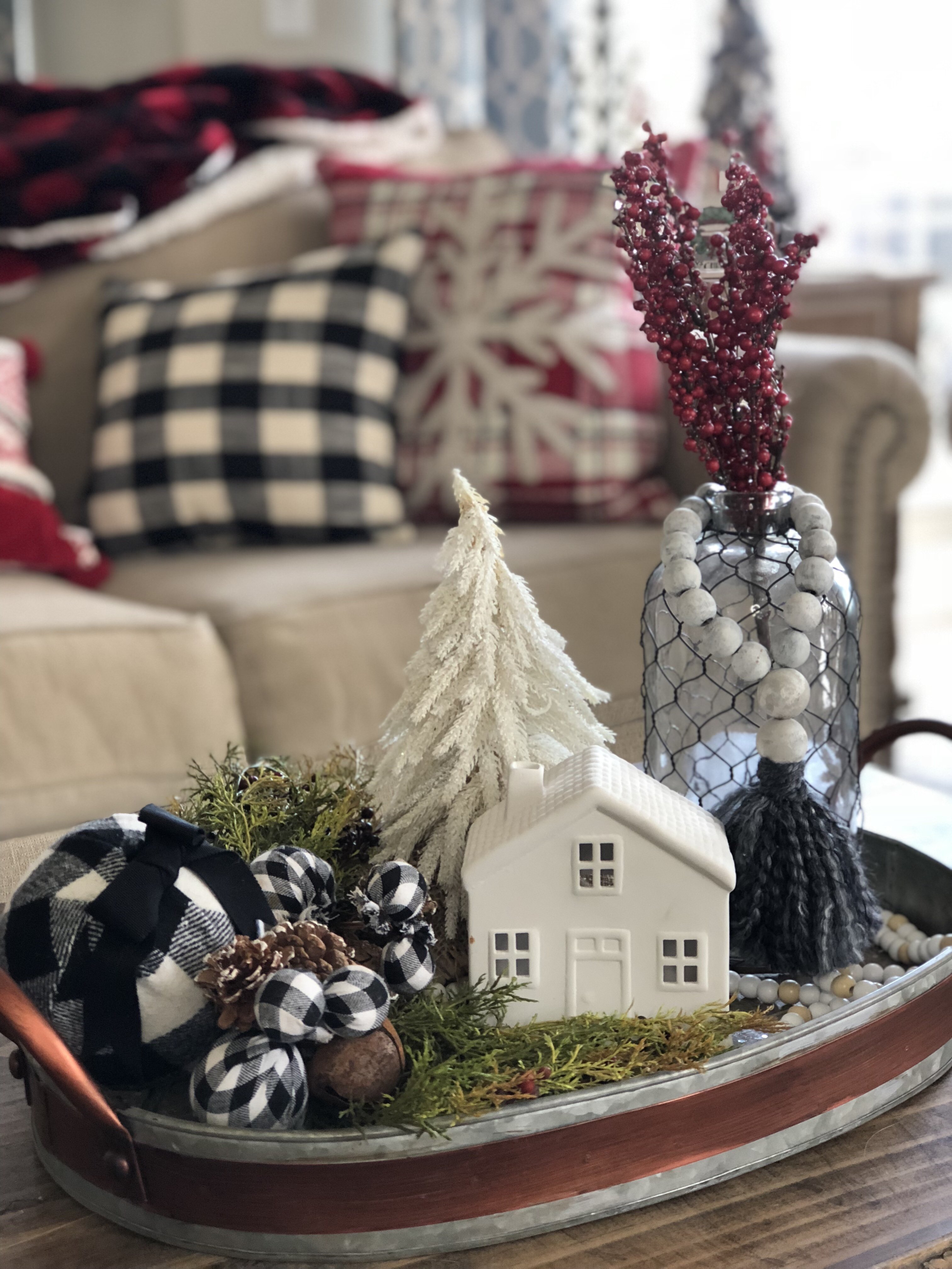 DIY tray christmas decor for a festive home