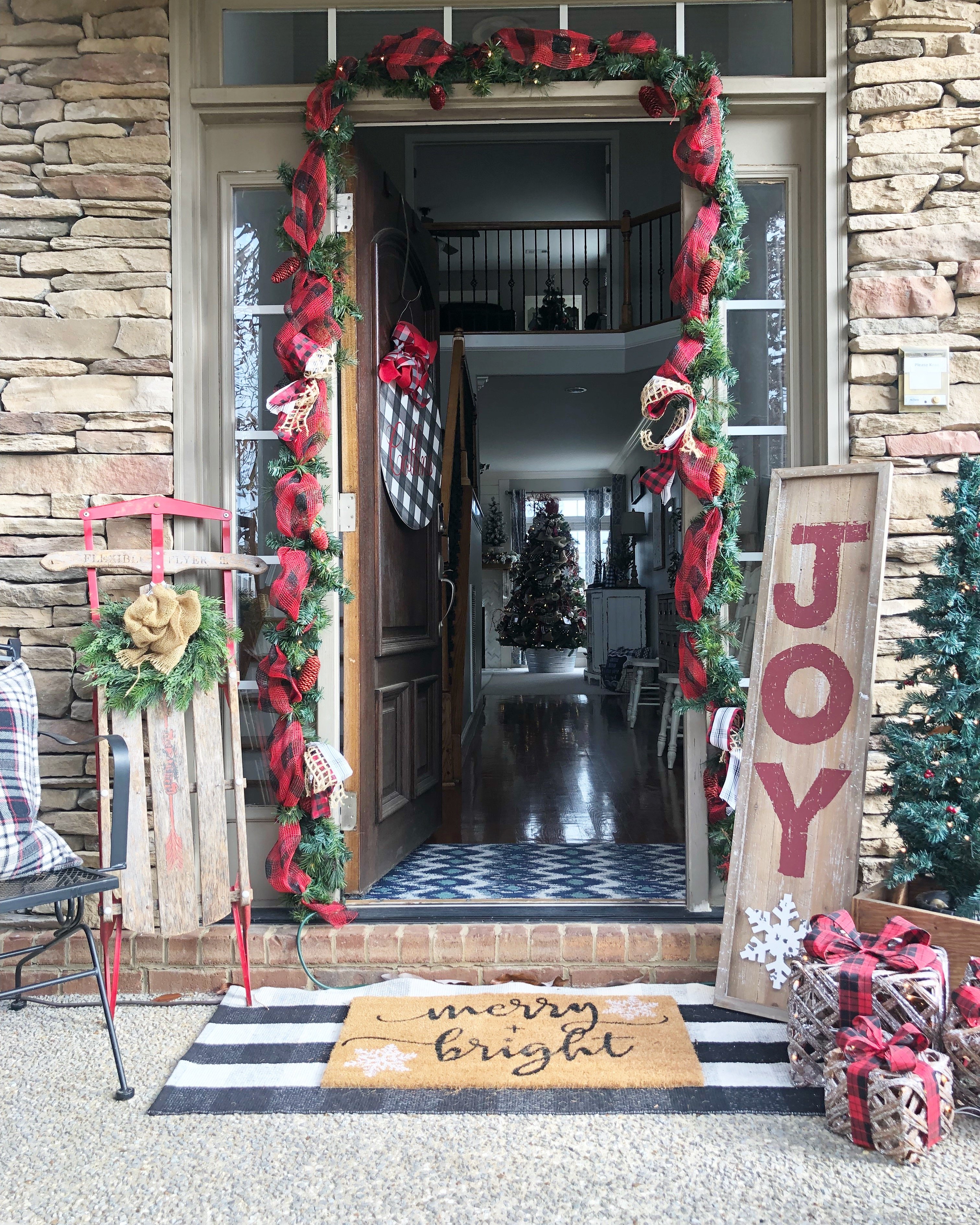 Buffalo Check Entry way decor with cute pitcher - Wilshire Collections