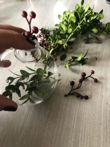DIY Christmas ornaments using real greenery inside plastic ornaments