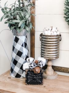 Buffalo Check Entry way decor with cute pitcher