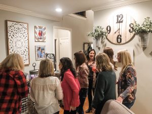 Girls night idea- decor swap party checking out the table