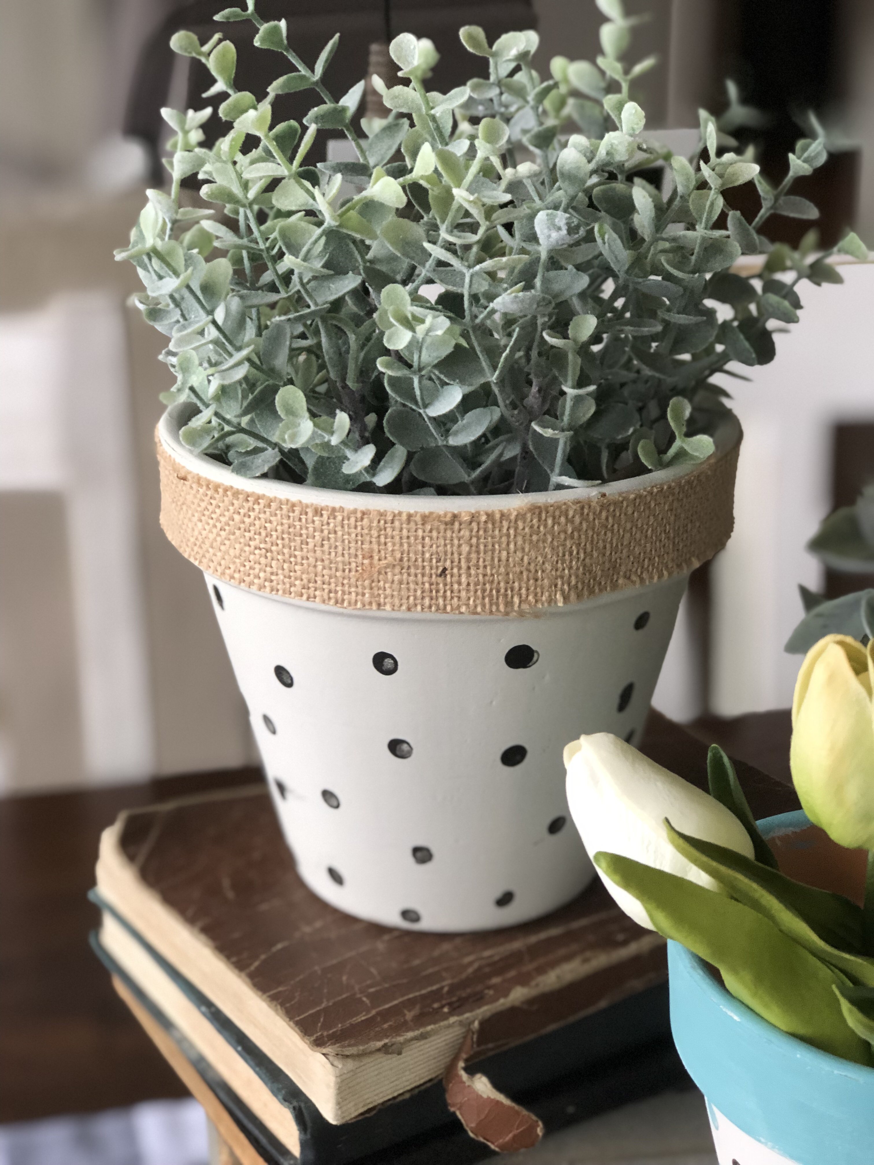  Painted  Terracotta  pots  for an easy diy  black and white 