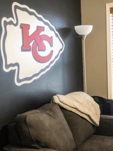 Boys game room makeover, KC Chiefs fathead