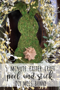 5 minute Easter craft- Peel and stick moss bunny for an adorable DIY this Spring!