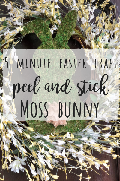 5 minute Easter craft- Peel and stick moss bunny that's so easy and cute!