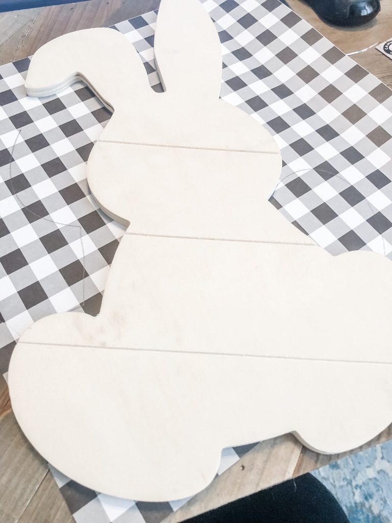 DIY wood bunny turned into darling REVERSIBLE Easter decor! Wilshire