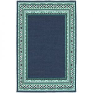 The perfect outdoor rugs, aqua navy and white