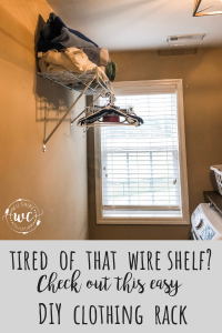 DIY clothing rack for your laundry room to replace the old wire shelf!