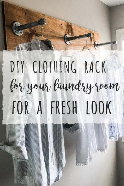 DIY clothing rack for your laundry room to replace the wire shelf for a fresh look