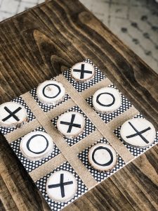 DIY Tic-Tac-Toe game that is cute and functional. perfect coffee table game!
