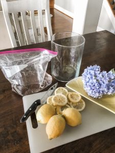 Lemon vase floral centerpiece hack- the supplies
