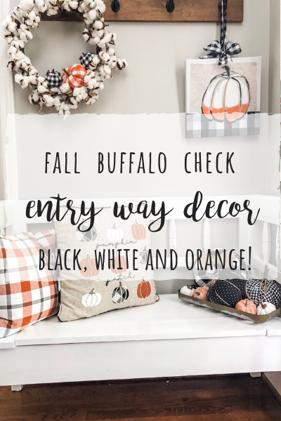 Fall buffalo check entry way bench decor