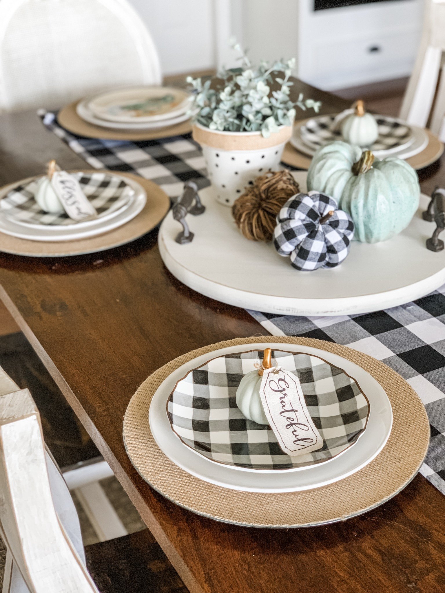 Simple fall table setting idea using buffalo check! - Wilshire Collections