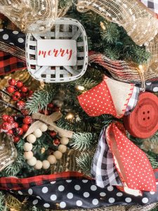 Christmas tree ideas using ribbon, buffalo check and polka dot!