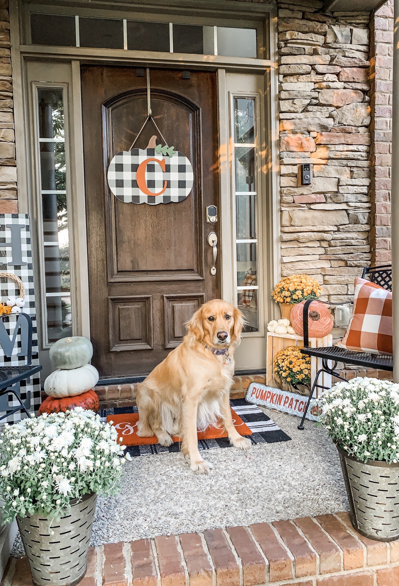 My buffalo check fall porch!