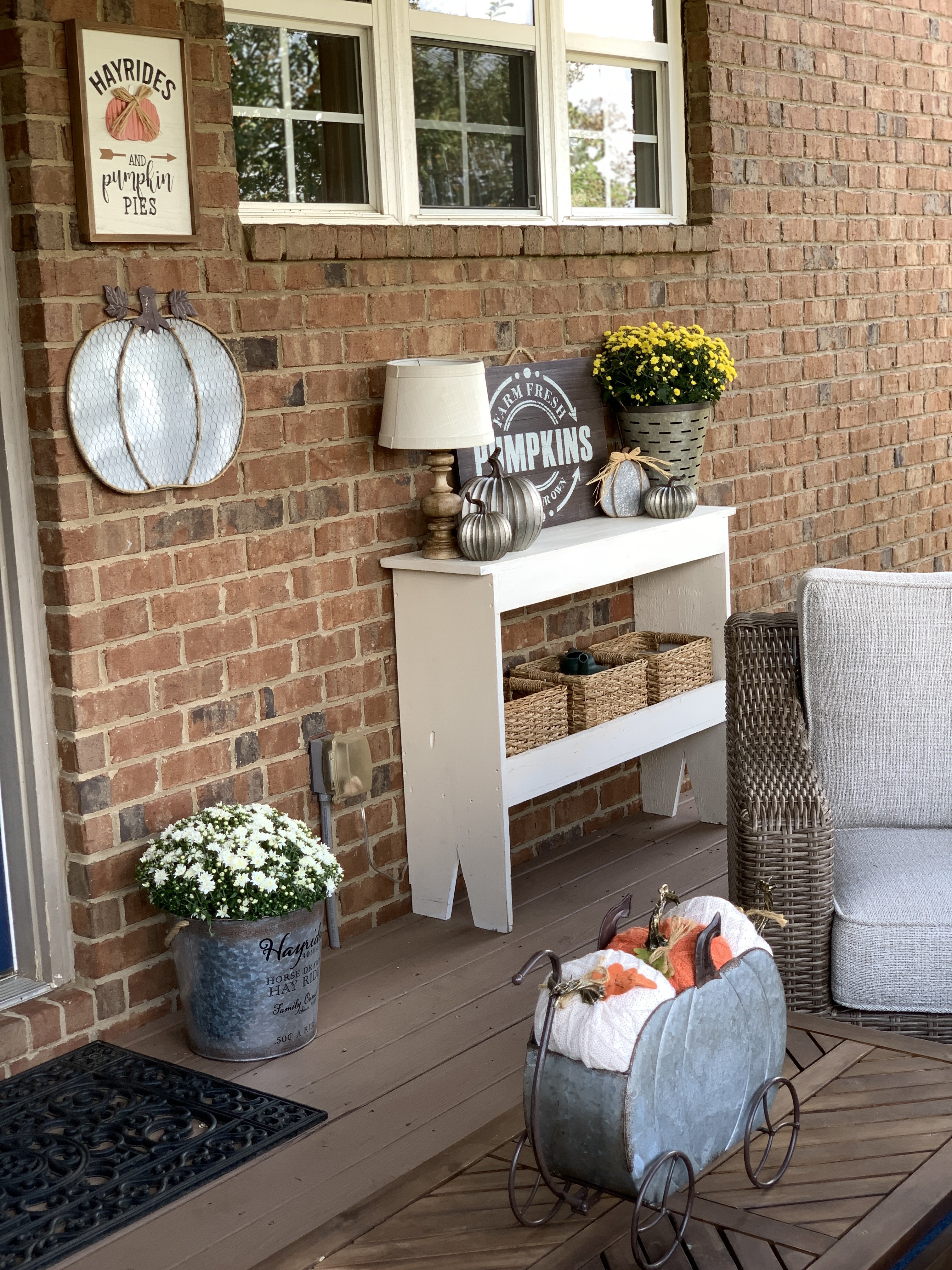 Fall porch decorating ideas with my Old Time Pottery finds! 