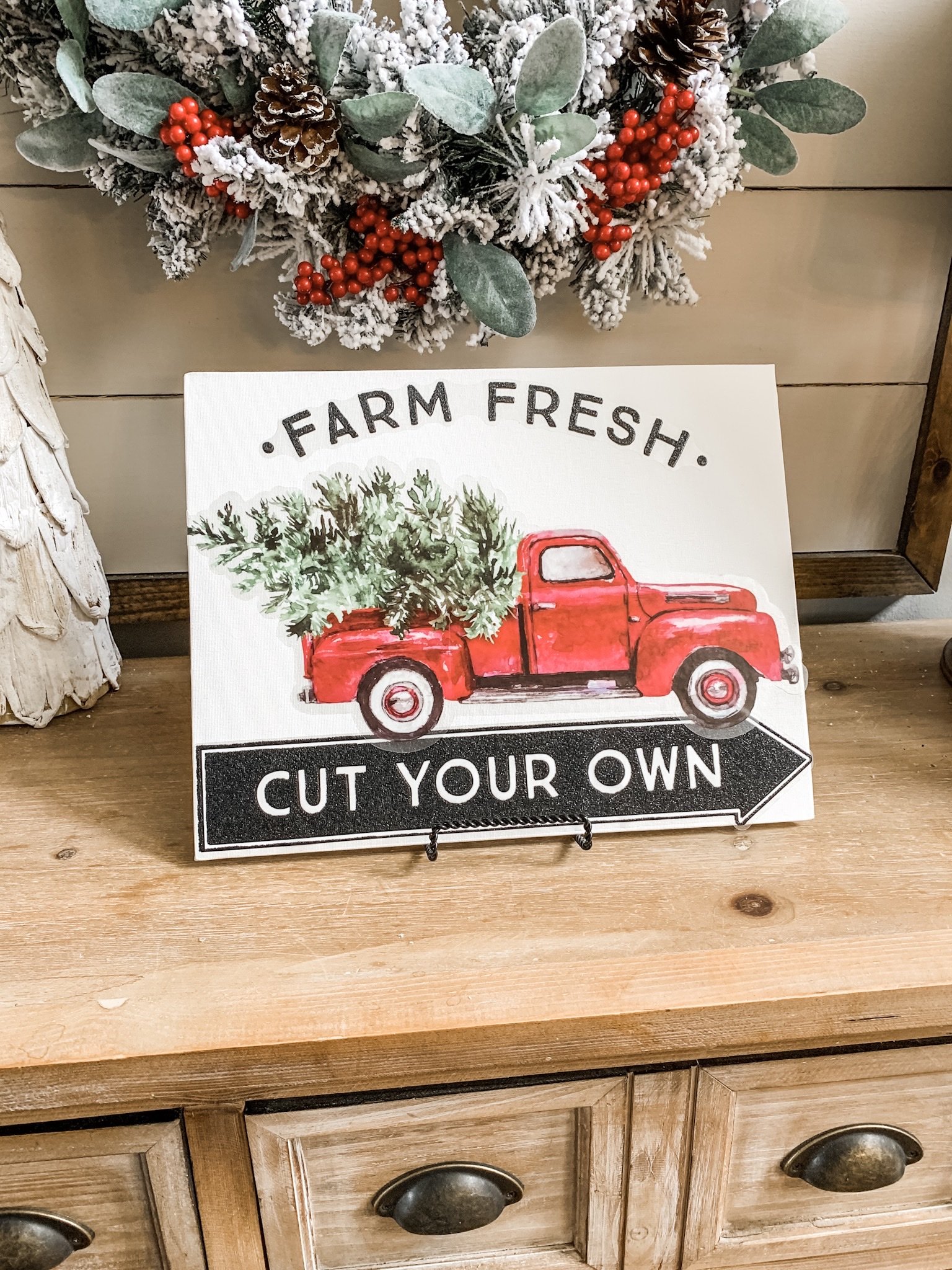 5 minute Christmas craft- Red truck sign!