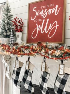 Christmas mantel decor ideas using buffalo check!