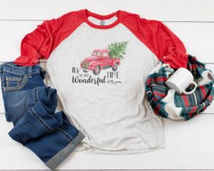 Christmas shirt- Red truck and tree