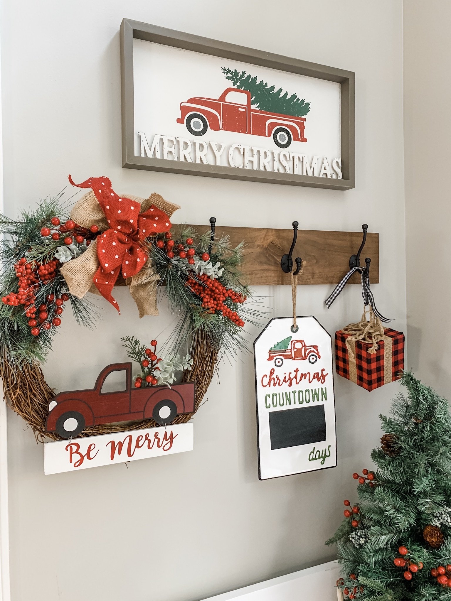 Christmas truck decor in my entry way! 