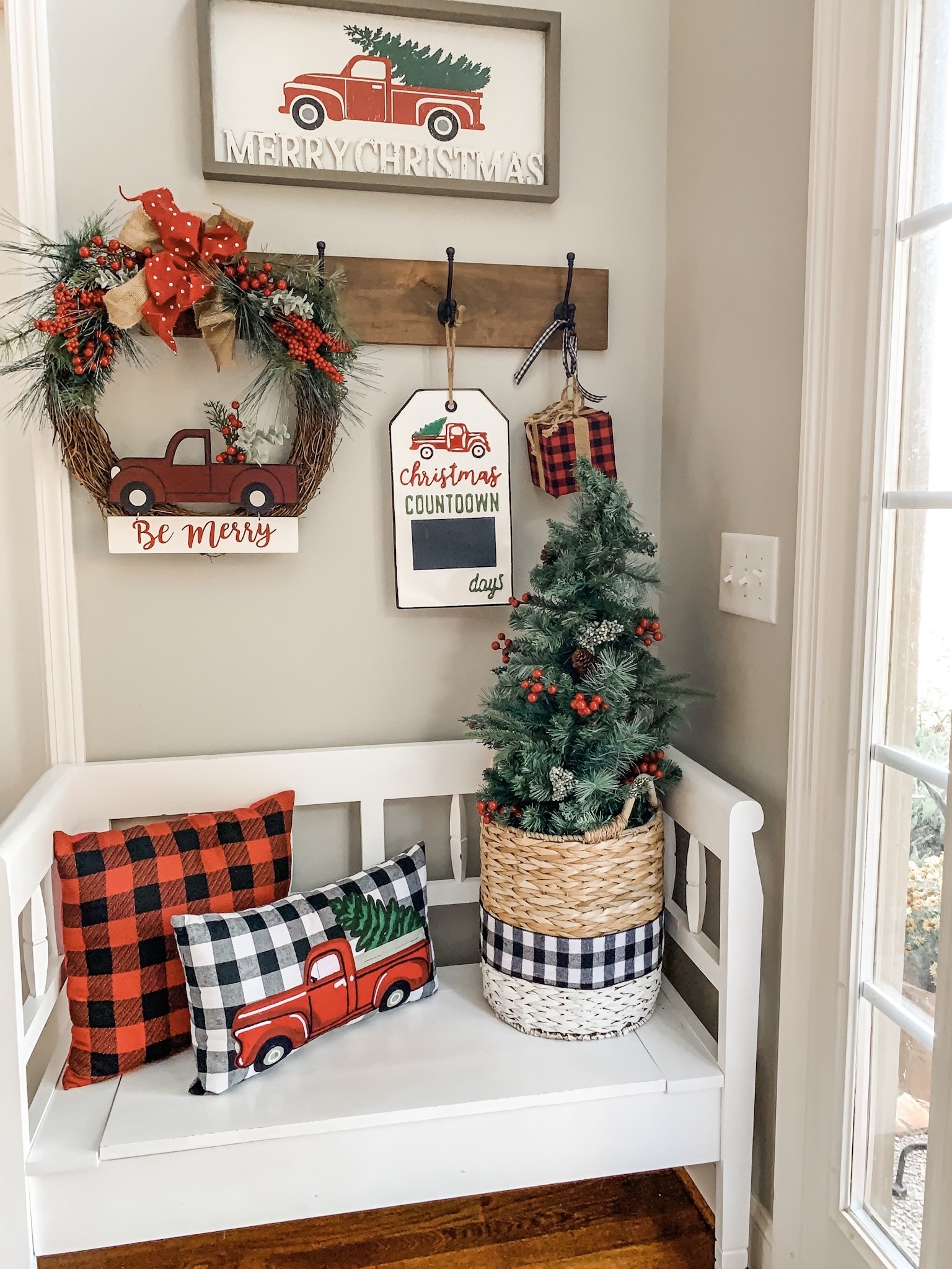 Christmas truck decor in my entry way! 