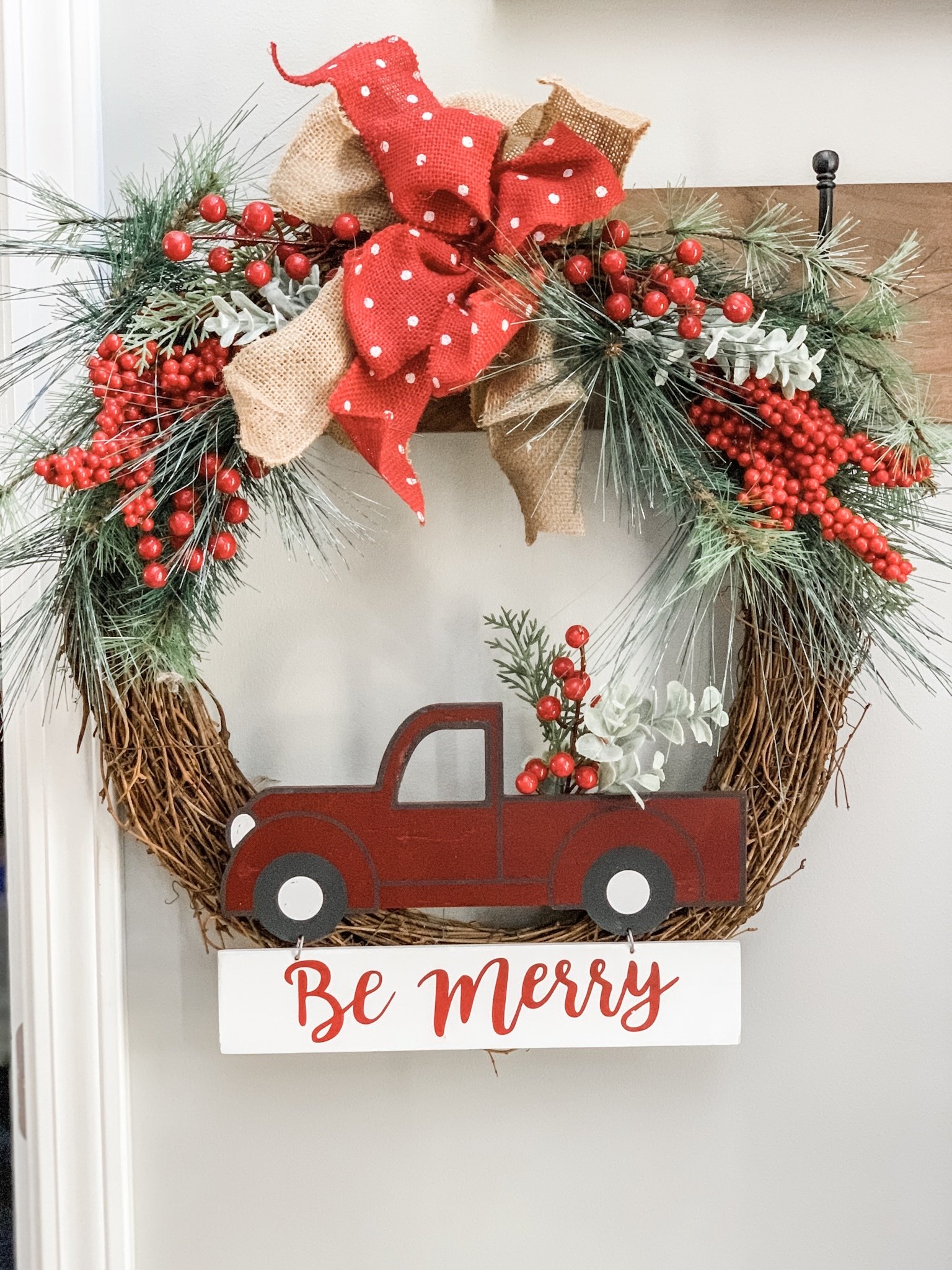 Christmas truck decor in my entry way! 