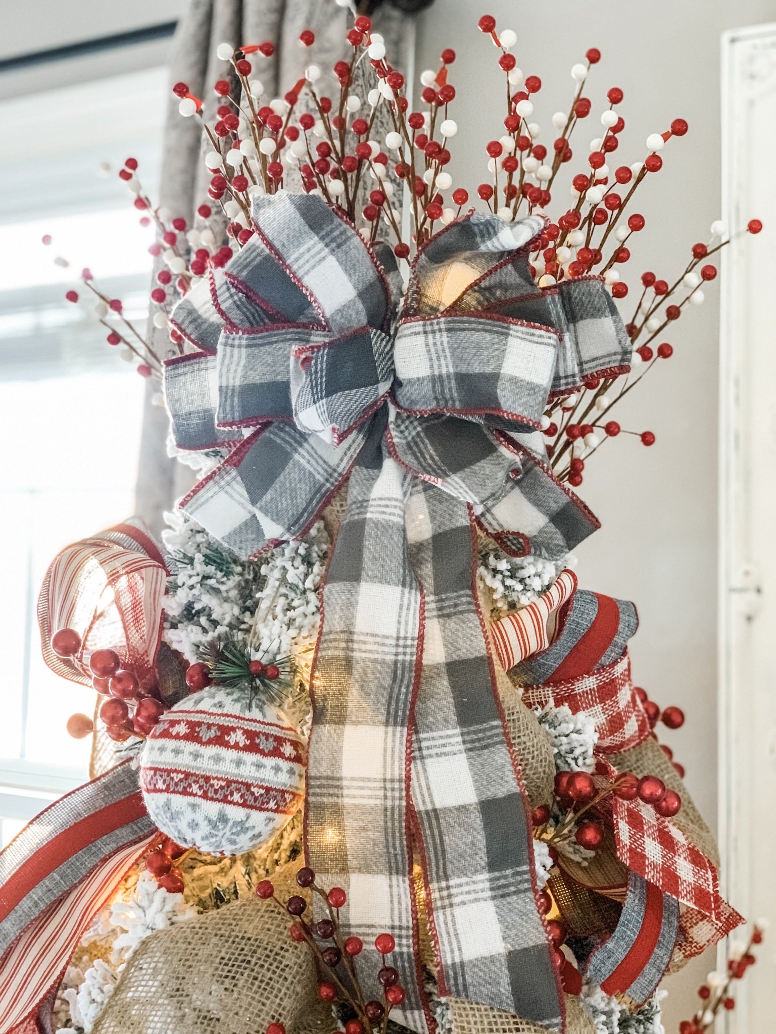 Flocked Christmas Tree decor- my King of Christmas Tree! 